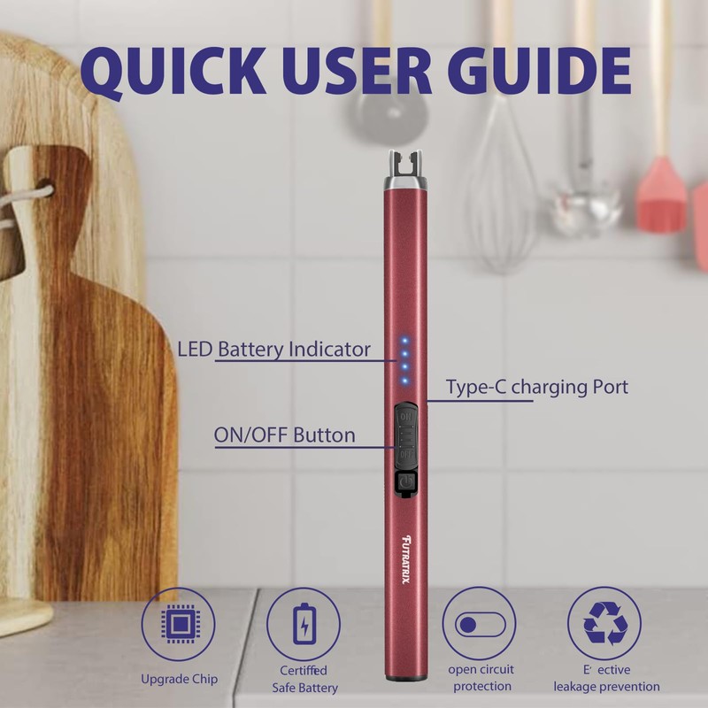 Futratrix Electronic Lighter Arc Windproof Flameless USB Rechargeable Lighter with