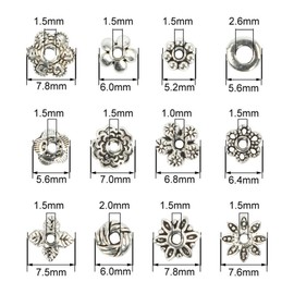 CHAVA Silver Spacer Beads Caps, 12 Styles Jewelry Accessories for Bracelet Necklace Jewelry Making (360pcs)