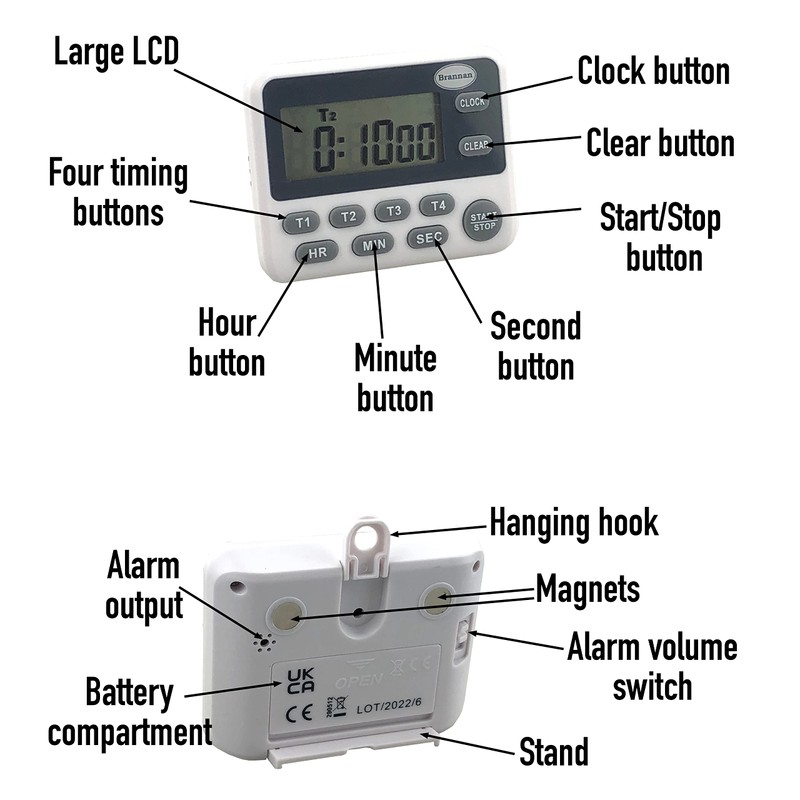 Digital Kitchen Timer For Cooking and Baking - Four Way
