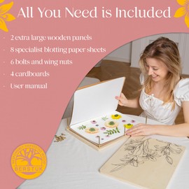 Extra Large Flower Press Kit for Adults and Teens - Big Flower Preservation Kit 38 x 29cm (15" x 11.4") - Includes Expert Video Tutorials - Gift-Ready Packaging Ideal for Arts and Crafts Lovers