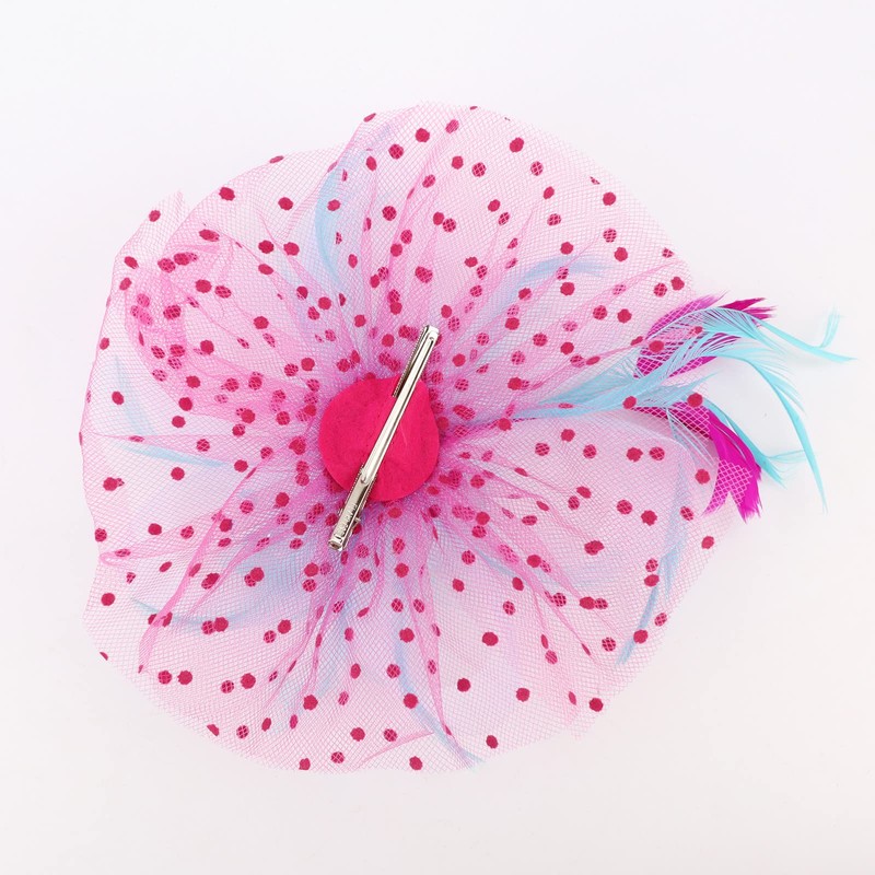 DRESHOW Fascinators Hat Flower Mesh Ribbons Feathers on a Headband