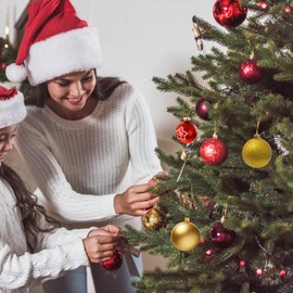 VEYLIN 100 Pcs 20cm Christmas Ornament Hanger String, Rope Fasteners Hooks Rope Ornament Snap Lock String for Xmas Ornament Hanging Decorations (Gold)