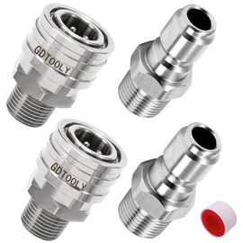 Pressure Washer Quick Connect Kit, 3/8 Inch Pressure Washer Fittings, Stainless Steel Adapter Set, 4 Pieces Male Thread