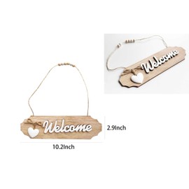 Wooden Welcome Sign for Rustic Farmhouse Decorations, Wall Hanging White Welcome Sign for Front Door, Home, Hotel & Cafe Decor, Rustic Wooden Door Hanger (Brown)