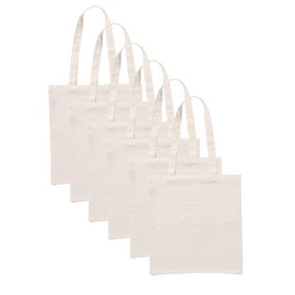 Popular Handicrafts 12 Pack Economical 14"x15" Cotton Tote Bag Lightweight Reusable Grocery Shopping Cloth Bags, Milky White, 14"W x 15"H