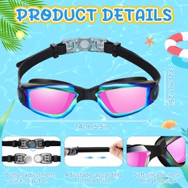 Flutesan 3 Pack Swimming Goggles for Adult Kids No Leaking Silicone Anti Fog Swim Glasses with Nose Clip Ear Plugs Pool Goggles, 3 Colors(Classic Color,5.5 x 1.3 Inches)