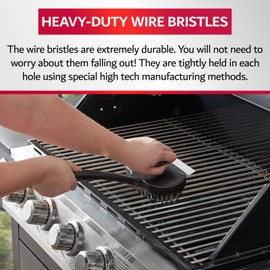 Chef-Master 90051 Char-Broiler BBQ Grill Brush | Extra Long 17-Inch Handle | Durable Wire Bristles | Extra Grip Dual Handles | BBQ Brush for Grill Cleaning