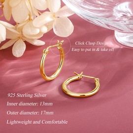 Loutade Hoop Earrings 925 Silver, 3 Pairs 925 Sterling Silver Hoop Earrings Set, Hypoallergenic Cartilage Round Hoop Earrings, 13/16/20 mm Unisex Hoop Earrings Silver Women's Earrings for Multiple Ear