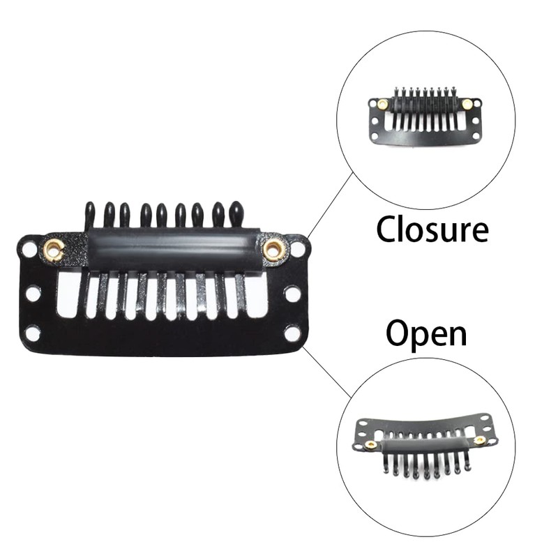 Wig Clips, 10Pcs Wig Clips Snap Clips, Black Hair Extension