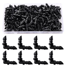 VooGenzek 100 Pieces 4/7 mm Hose Connector 90 Degree, Irrigation Connector, Hose Connector for Irrigation System, Hose Connector for Irrigation
