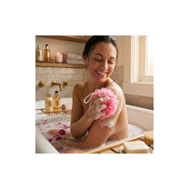Pack Piezas Borlas Exfoliantes Baño Taio Limpieza Corporal