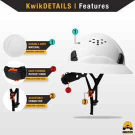 KwikSafety TORTOISE SHELL Full Brim Style Hard Hat ANSI OSHA Type 1 Class C - White, Combo