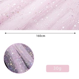 Tulle Fabric, 160 cm Wide Shiny Tulle, Fabric with Star Pattern, Fabric Suitable for Making Princess Dresses, Dresses, Bows (Pink)