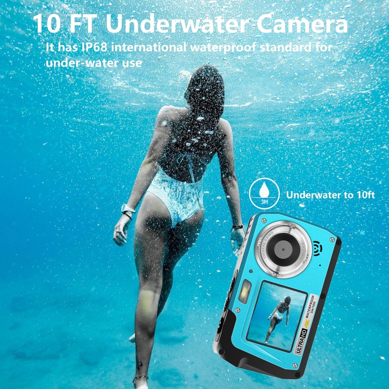 Underwater Camera for Snorkeling, 10FT Waterproof Digital Camera, Full HD