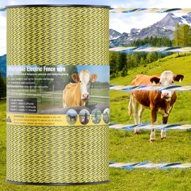 Electric Fence Polywire 1640FT with 9 Stainless Steel Strands, 500M Electric Fencing Wire Rope Kit for Livestock, Garden, Squirrels, Reliable Conductivity and Rust Resistance