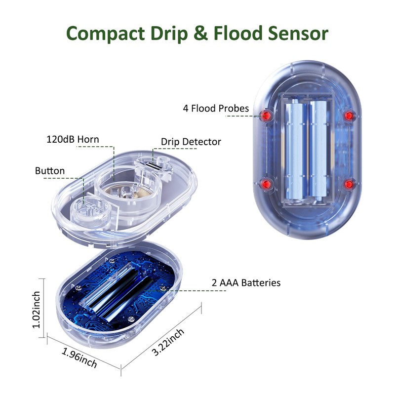 5 Pack WD61 Water Leak Detector for Home, 120dB Water