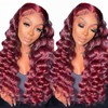 ELFSECRET 30 Inch Burgundy Loose Wave Lace Front Wig Human