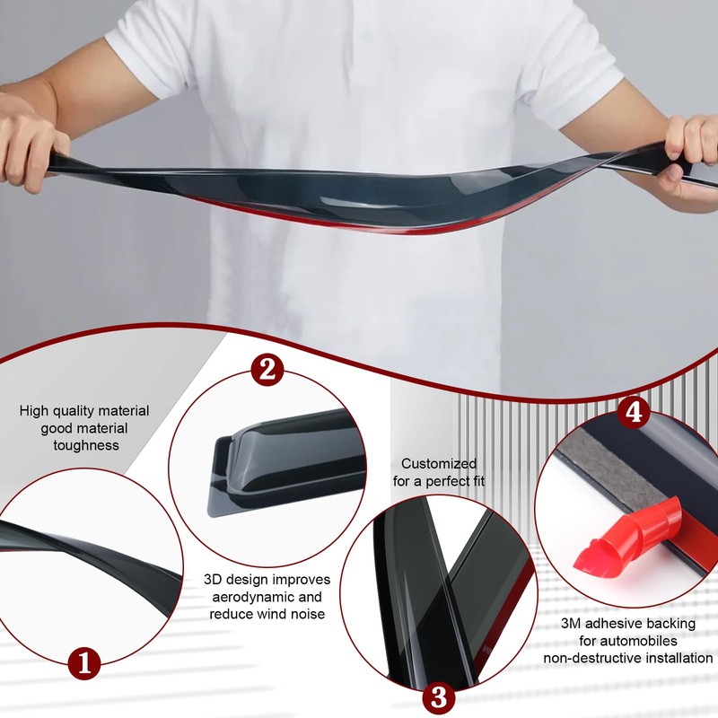 ZZDSNJ Tape-On Window Visors 4-Piece Compatible with 2022-2025 Nissan Frontier