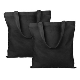 Qiuruoo 2 Stück 40 * 35 cm Stoffbeutel Unbedruckt，Jutebeutel zum Bemalen für DIY-Projekte, zum Einkaufen, für Picknicks im Freien und als Geschenk für Freunde(Schwarz)