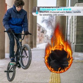 UPhitnis Thick Cycling Gloves for Men Winter - Extremely Warm Winter Gloves for Men Women Touchscreen & Non-Slip & Windproof - Thickened Bicycle Gloves for Cycling Hiking, Black/M