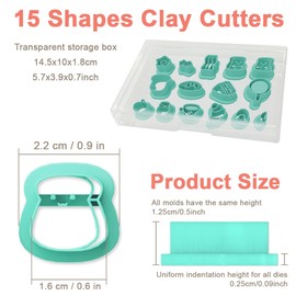 ACRNIGHEET Polymer Clay Cutters - 15 Shapes Food Breakfast Bread Theme Polymer Clay Cutters for Jewelry, Earring Making Kit with Storage Box