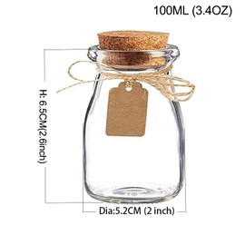 Amajoy 16PCS 3.4oz Small Glass Jars with Cork Glass Favor Jar Candy Bottle Decorative Jars DIY Jar Wedding Favor Party Favor Honey Pot with Label Tags and String (16)
