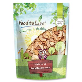 Food to Live - Dry Roasted Cashew Halves and Pieces, 2 Pounds – Unsalted Oven Roasted, No Oil Added, Keto, Kosher. High in Protein, Healthy Fats.