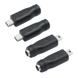 Maixbomr DC 5.5mm x 2.1mm to Mini USB Adapter, 5V DC 5521 Female to Mini USB Male Plug Convert Connector Power (4Pcs)