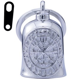 Motorcycle Viking Bell - Motorcycle Angel Bell for Men and Women, Motorcycle Accessories (Black Silver) (Silver)