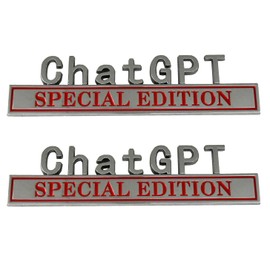 2Pcs Chat GPT Special Edition Emblems 3D Chat GPT Badge Front Hood Sticker Decal Replacement for Cars, Trucks, Motorcycles, Boats & Laptops (Chrome/Red)