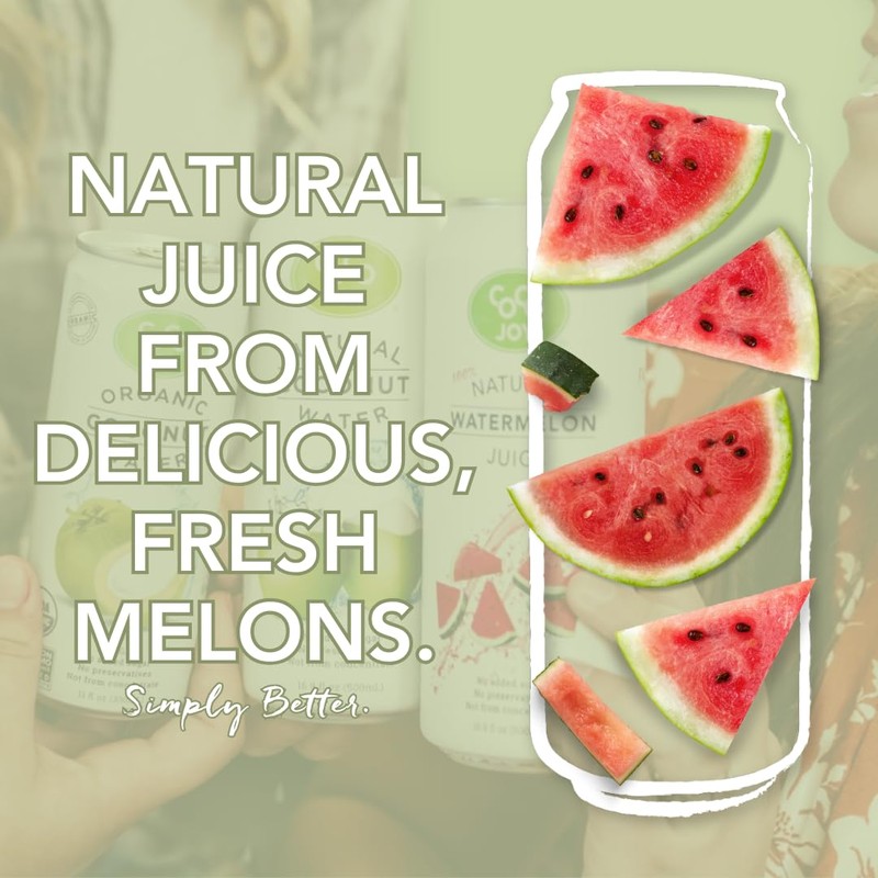 CoCo Joy 100% Natural Watermelon Juice, (12-Pack) Low-Calorie Watermelon Drink