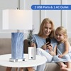Touch Control Table Lamps with White Fabric Shade Set of