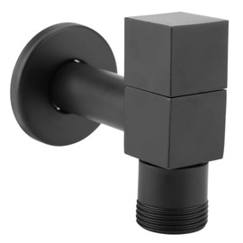 Tomotato Washing Machine Faucet, Black Square Single Lever Faucet Wall Mounted Laundry Cold Water Faucet Sink Faucet for Washing Machine (G3/4 Thread)