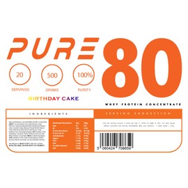 Bodybuilding Warehouse Bodybuilding Warehouse, Pure Whey 80 - Birthday Cake - 500g