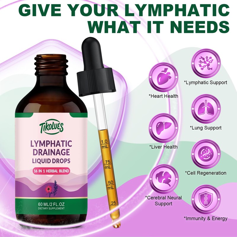 TIKOLUES Lymphatic Drainage Drops | Organic Lymphatic Cleanse Immune Support