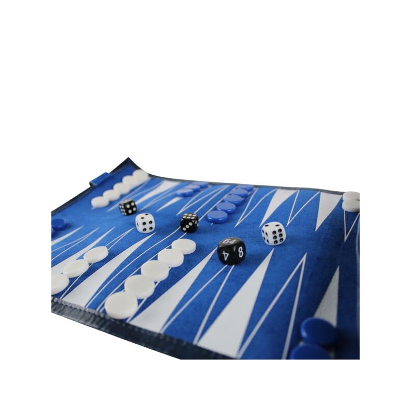 Blue Travel Roll Up Backgammon Set 13 Inch