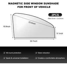 NYTKL 2PCS Car Window Shades, Magnetic Front Window Cover UV Protection Blackout Privacy Curtains, Automotive Light Blocking Sunshades for Breastfeeding Sleeping Camping Napping