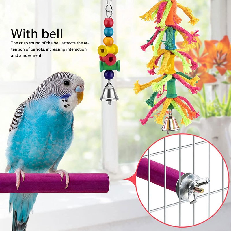 8pcs Parrot Toys Adjustable Coconut Shell Ladder Hanging Toys Interactive
