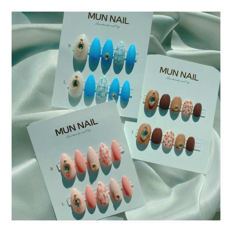 MunNail Pink Tweed❤️Color changeable - Long Oval / MunNail 핑크트위드❤️색상변경가능