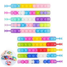Pack of 10 Pop It Bracelets, Pop It Bracelet Children, Pop Style Bracelet Maker Refill Pack, for Children, Boys, Girls, Stress Relief & Anti-Anxiety (Colour)