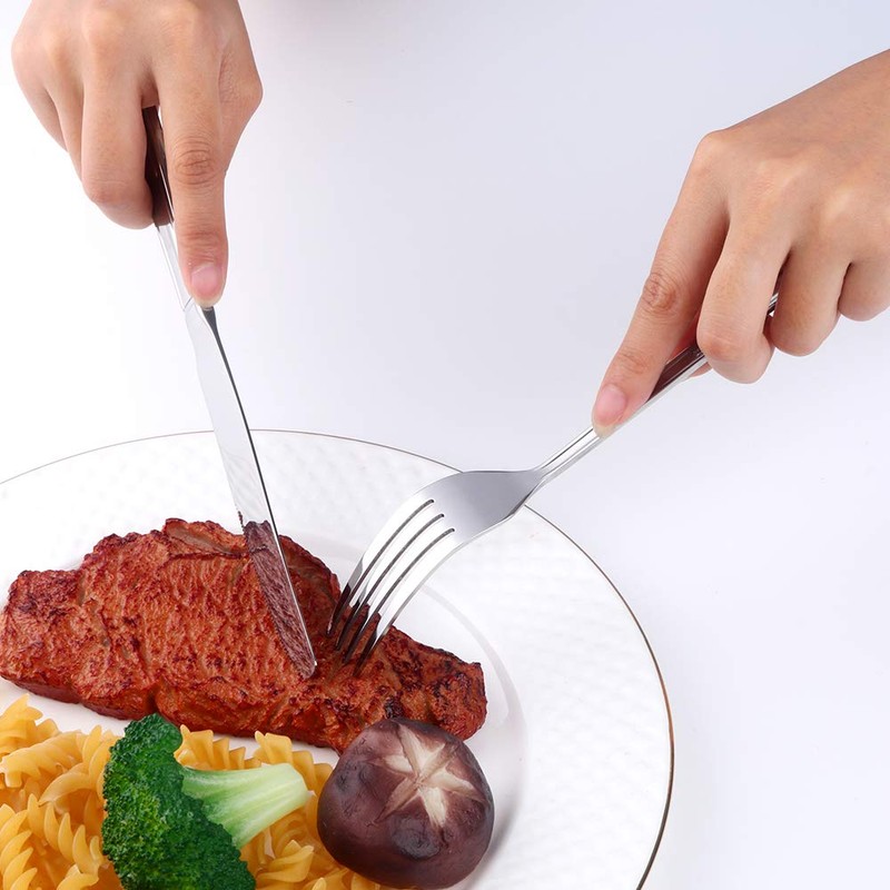 TEAHAHA 8 Piece Dinner Fork Set, Stainless Steel Fork Set，