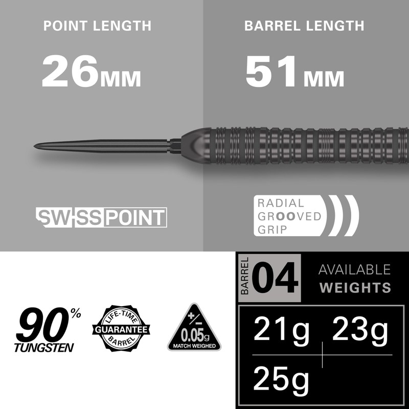 Target Darts Bolide Void 90% Tungsten Dart Set, Steel Tip