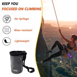 TUMECOS Chalk Bag for Rock Climbing,Reusable Storage Bag for Climbing Magnesium Carbonate Powder Balls, Climbing Chalk Bag（Purple）