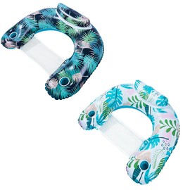 2 Pcs Outoory Pool Floaties for Adults Inflatable Pool Float Pool with Cup Holder for Adults Suitable for Beach Travel Family and Recreation(2)