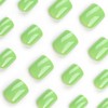 24Pcs Green Press on Nails Square Short Fake Nails Acrylic