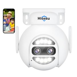 Hiseeu Wireless Security Camera Outdoor Dual Lens 4MP 10X Digital Zoom, 360° PTZ WiFi CCTV Camera, Motion Detection, Home Security Camera with Auto Tracking, Two-Way Audio, Color Night Vision