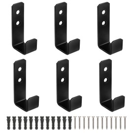AOROPS Pack of 6 Heavy Duty Wall Hooks, J Shape Heavy Duty Hooks, Black Coat Hooks, Wall Hooks for Screwing Coat Hooks, Heavy Duty for Hanging, Bulky Items, Wall Mount