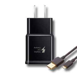 Adaptive Fast Wall Adapter Micro USB Charger for Oppo A15s Bundled with UrbanX Micro USB Cable Cord 4ft Super Fast Charging Kit - 2 Items - Black