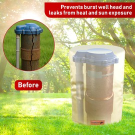 Redford Supply Co. Cold Snap (5°F) Round Insulated Well Pump Cover, 8"Dia x 12"H, Water Well Tank Covers Insulated, Pressure Tank Insulation Blanket, Outdoor Wells Head Insulation for Winter (Beige)