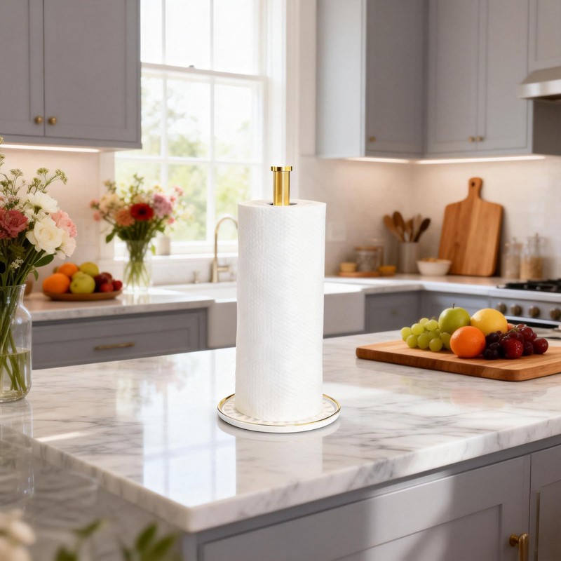 Paper Towel Holder Countertop,Kitchen Paper Towels Holder with Weighted Ceramic